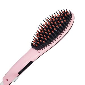 Pink Electric Hair Straightener Brush Salon Tools Ceramic Full Size Mutisetting